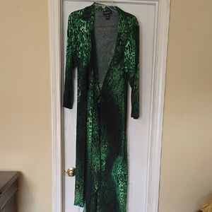 Ashro Green Patterned Long Sleeve Dress